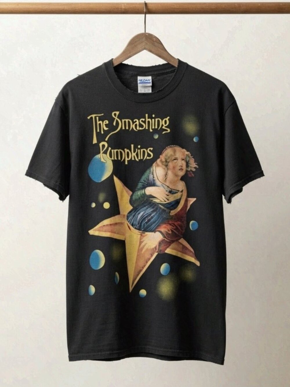 Vintage Smashing Pumpkins Print Faded T-Shirt European Tour 96 Reprint